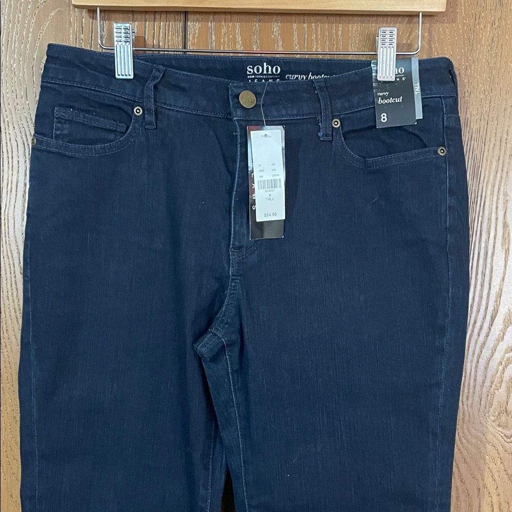 NWT - Soho Women's Dark Blue Curvey Boot Cut Jeans Tall - Picture 1 of 6